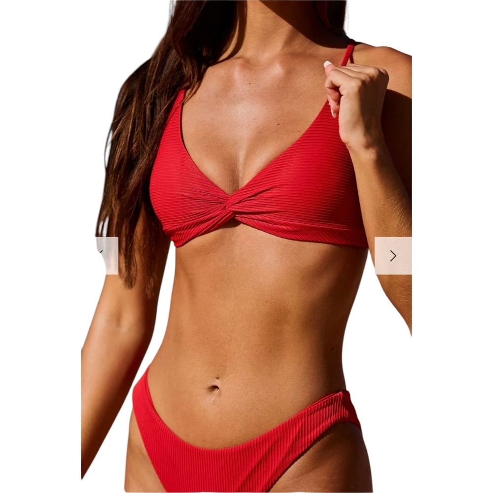 NWT Red Twist Backless Bikini Set